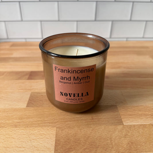 Frankincense and Myrrh Recycled Glass Candle