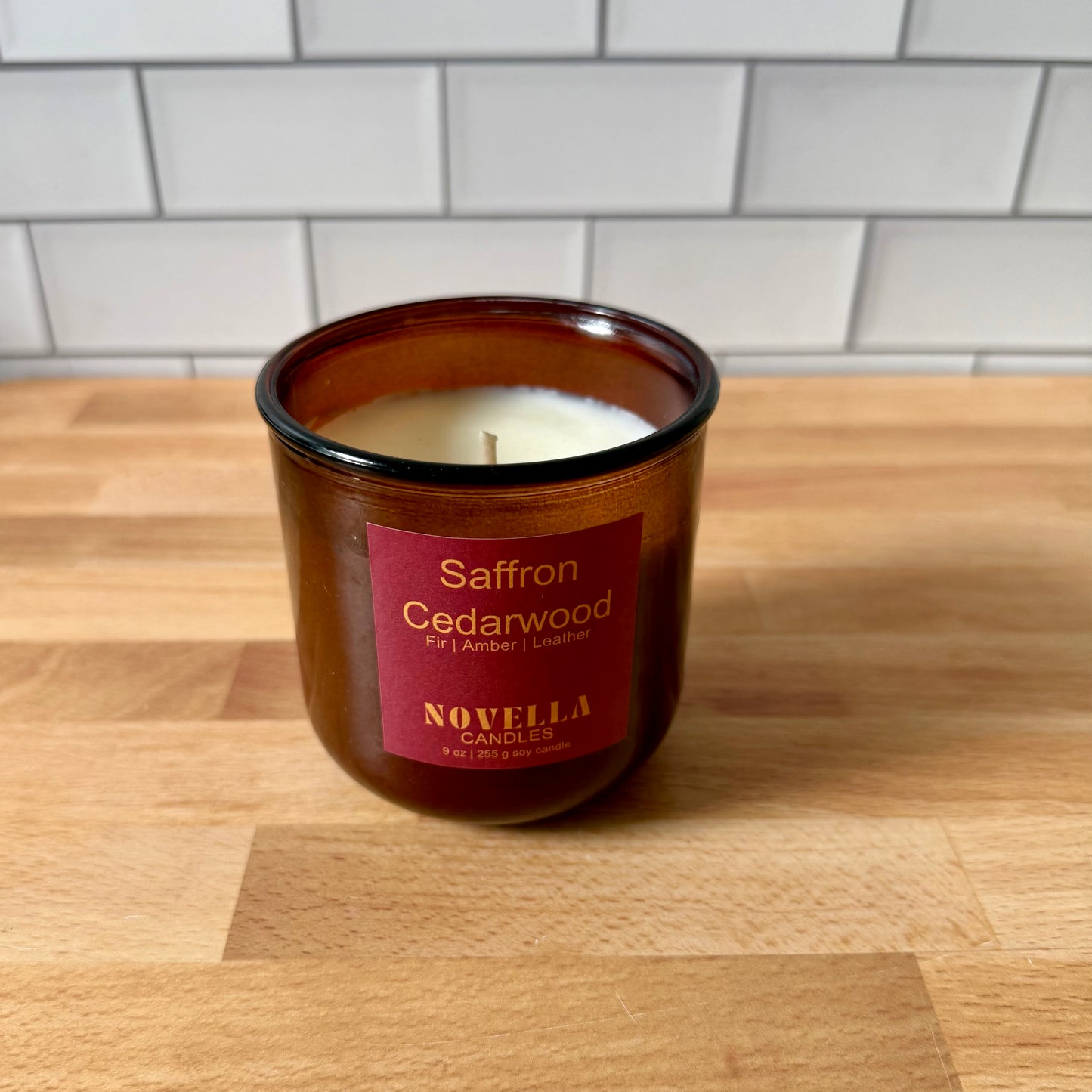 Saffron Cedarwood Recycled Glass Candle