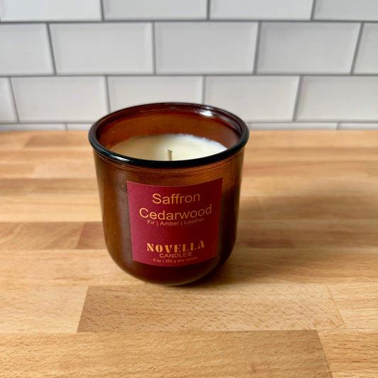 Saffron Cedarwood Recycled Glass Candle