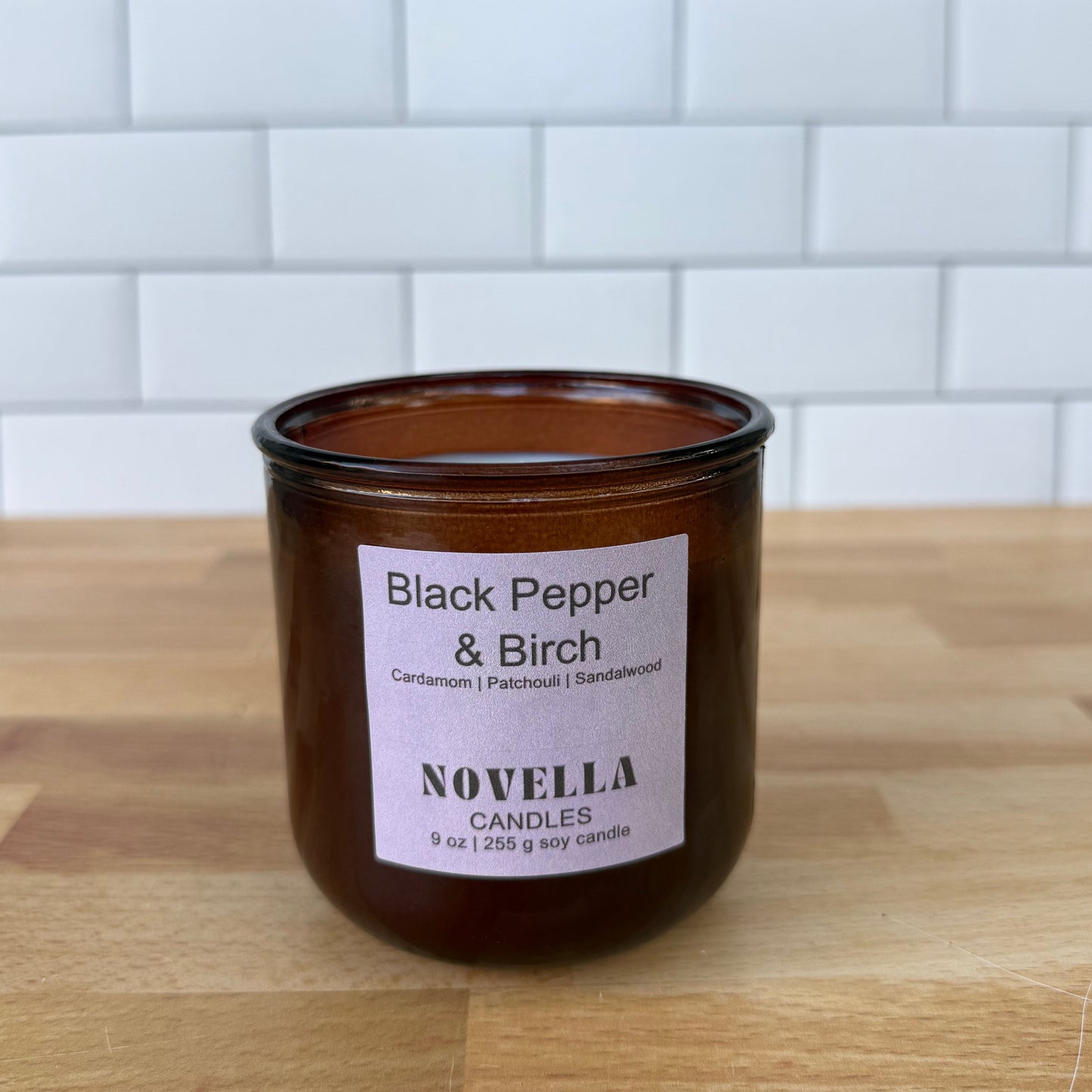 Black Pepper & Birch Recycled Glass Candle