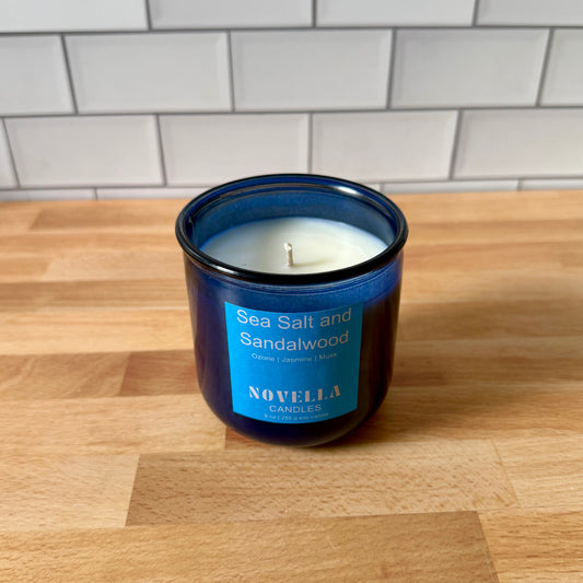 Sea Salt and Sandalwood Recycled Glass Candle