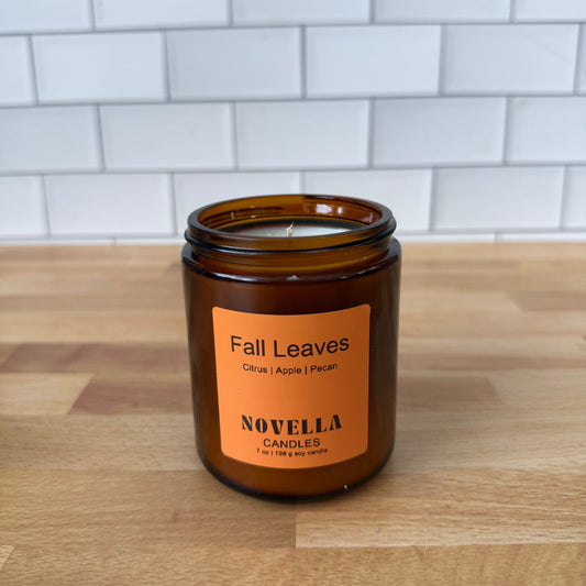 Fall Leaves Amber Jar Candle