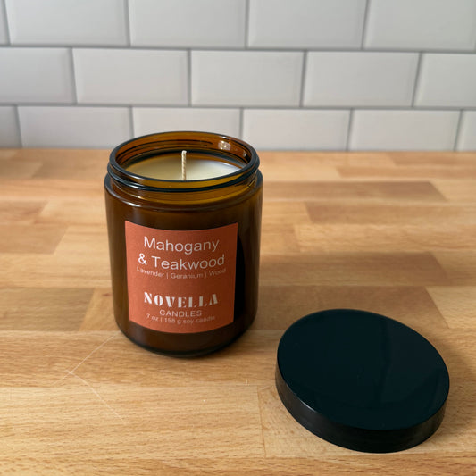 Mahogany Teakwood Amber Jar Candle