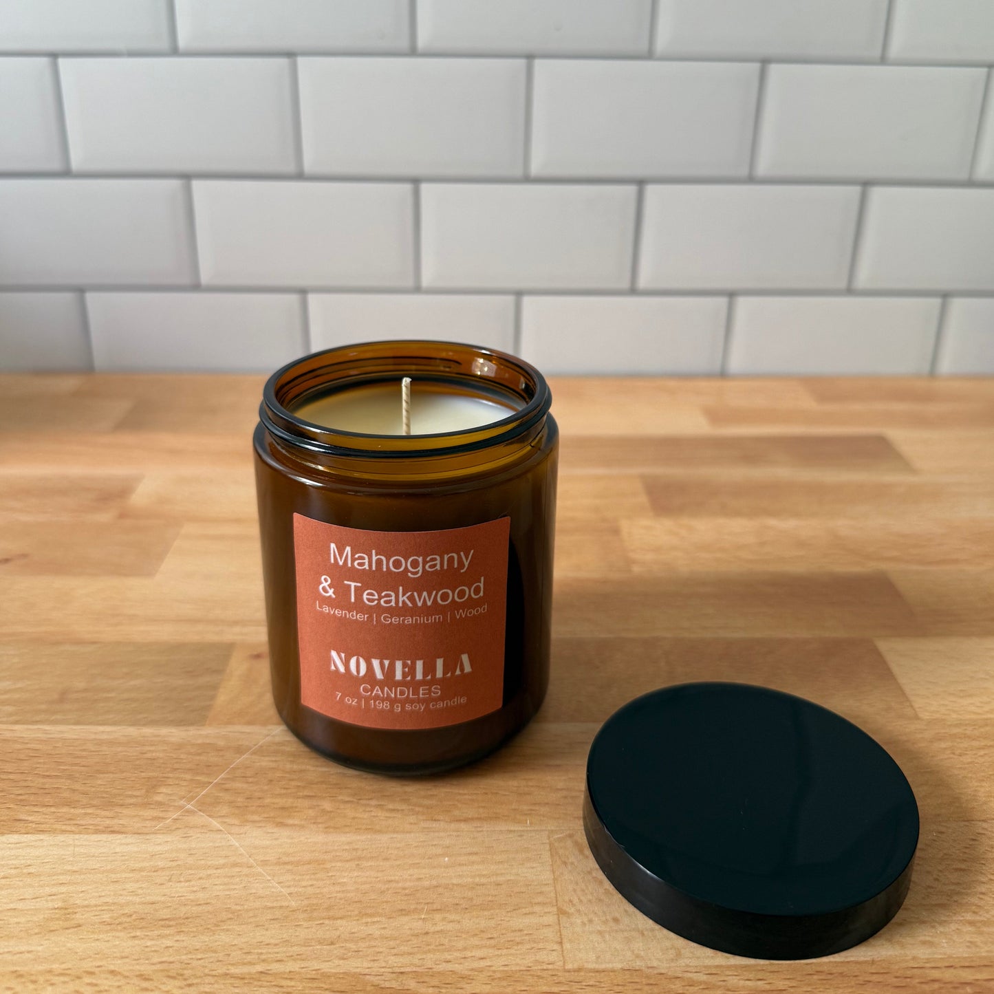 Mahogany Teakwood Amber Jar Candle