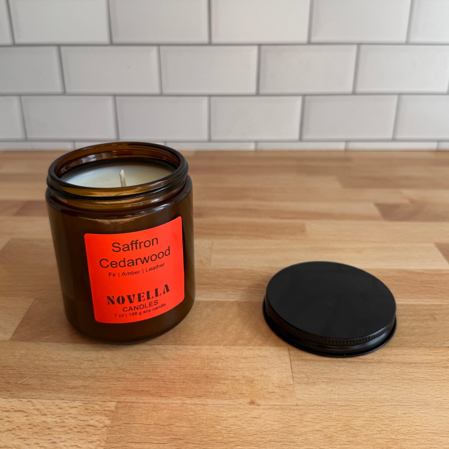 Amber Jar Candle with Lid