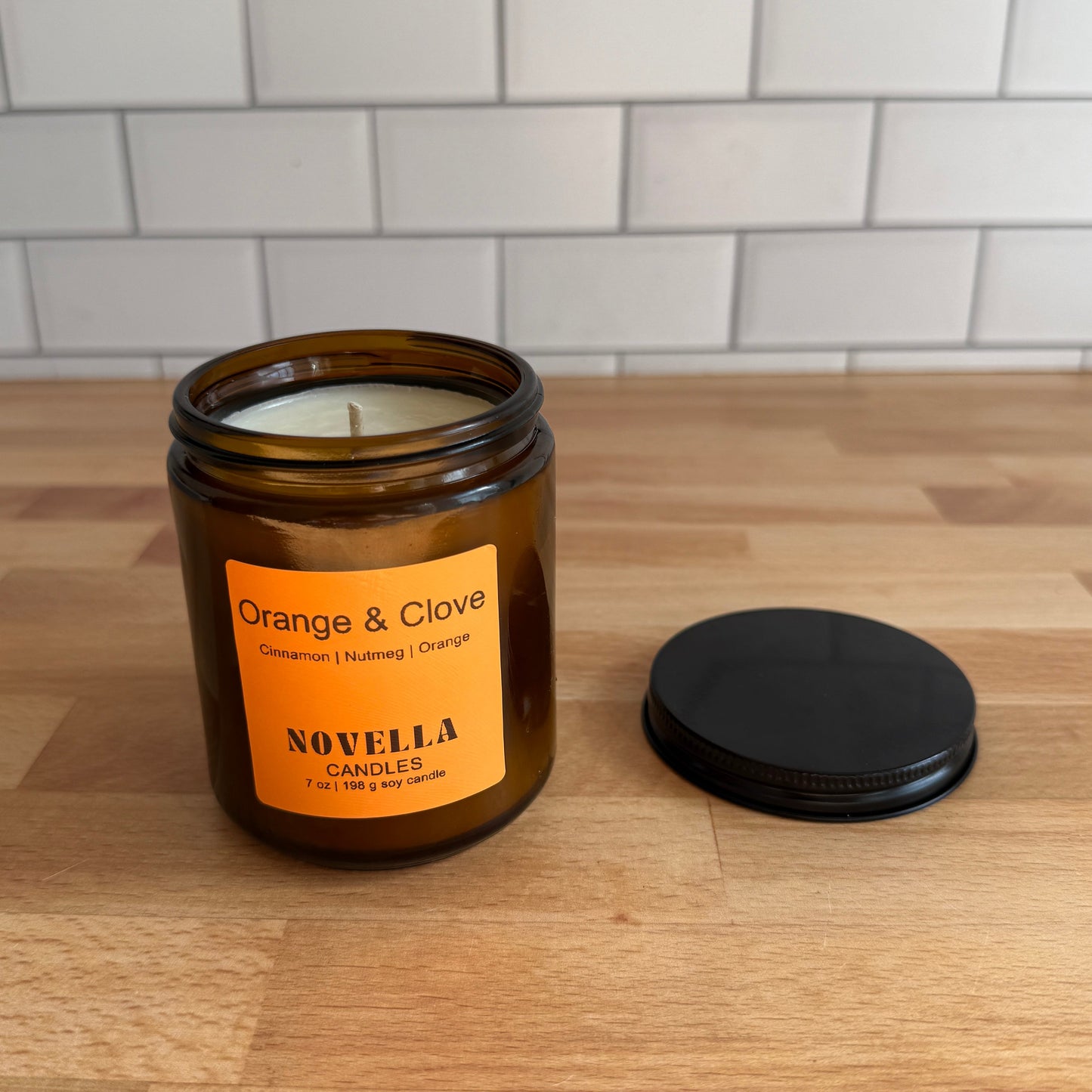 Amber Jar Candle with Lid