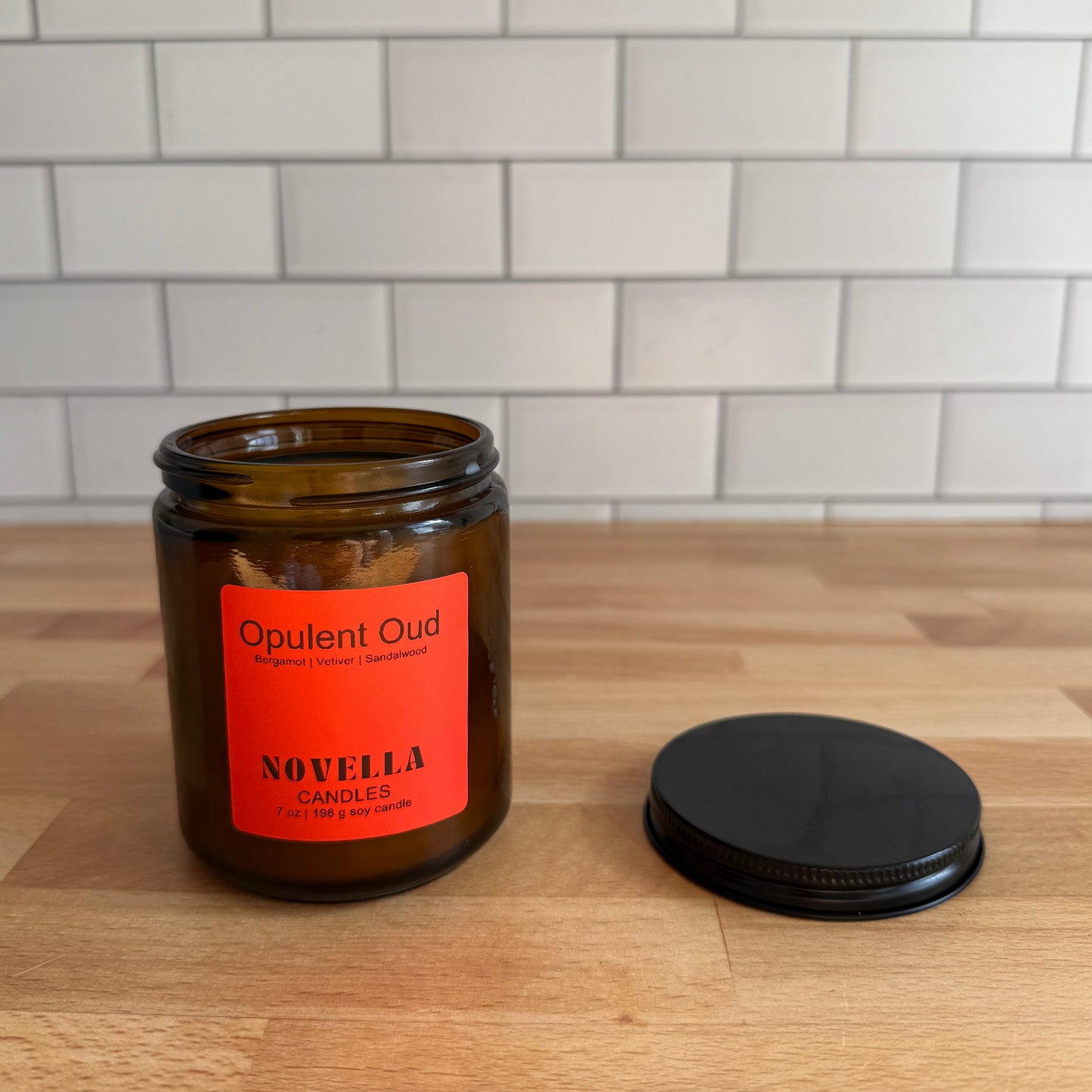 Amber Jar Candle with Lid