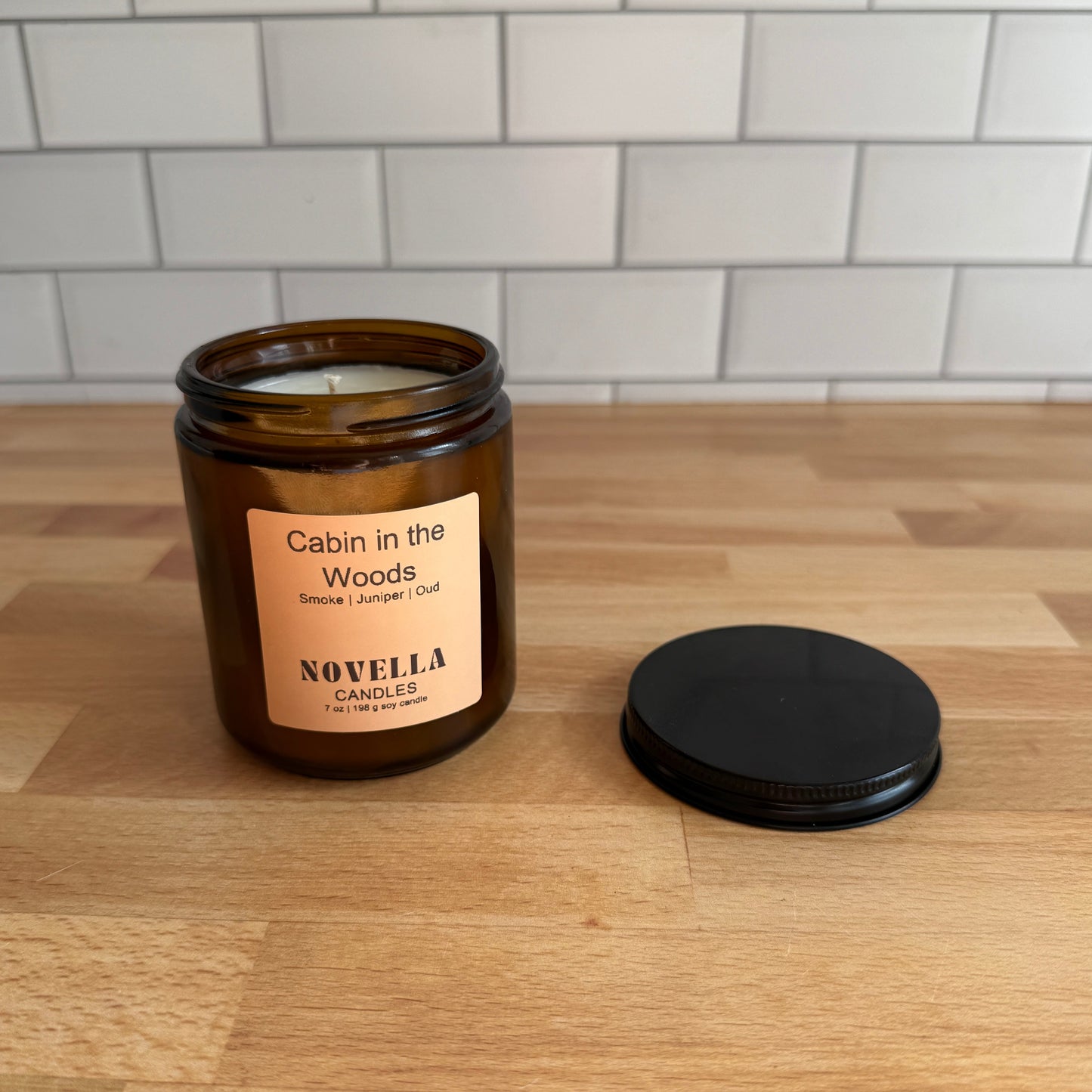 Amber Jar Candle with Lid