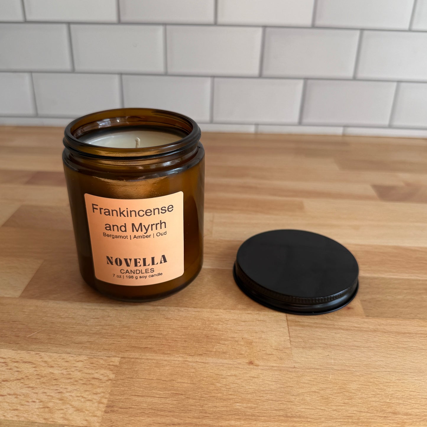 Amber Jar Candle with Lid