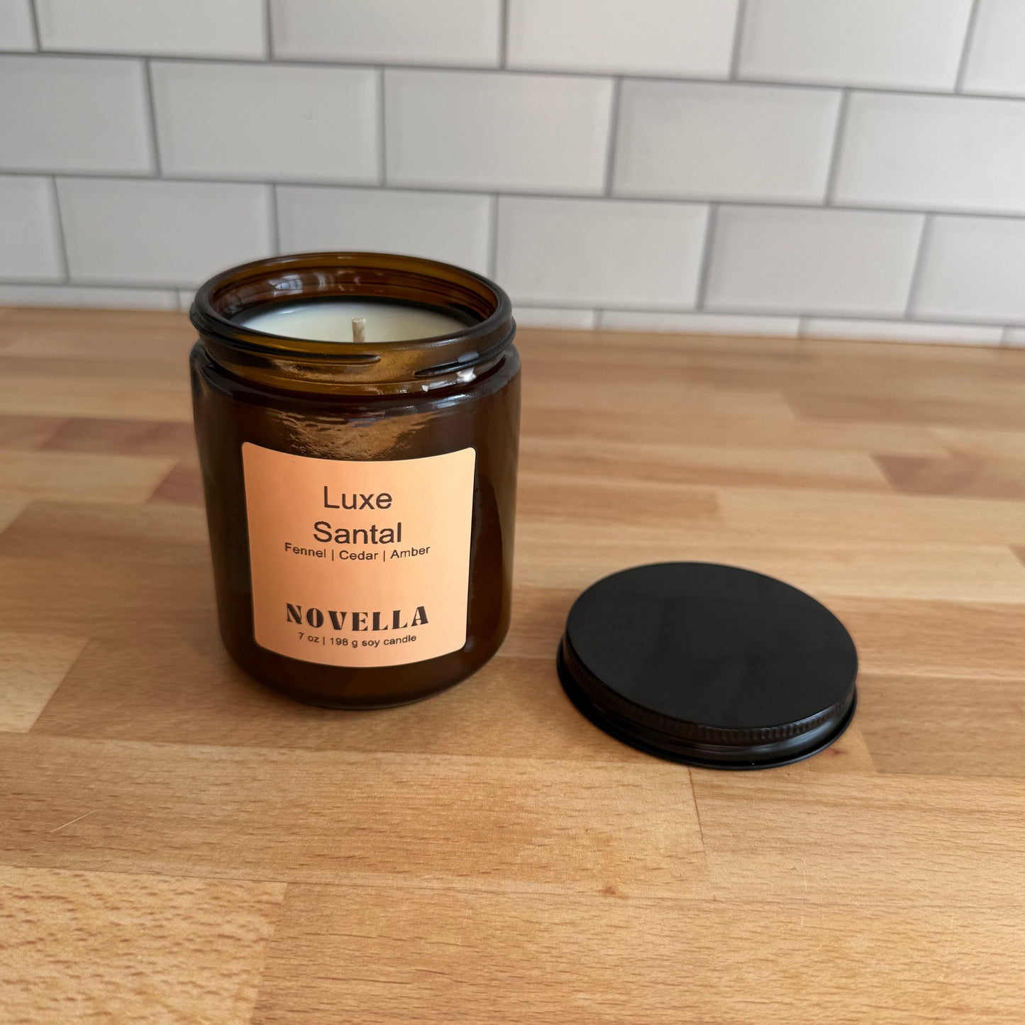 Amber Jar Candle with Lid