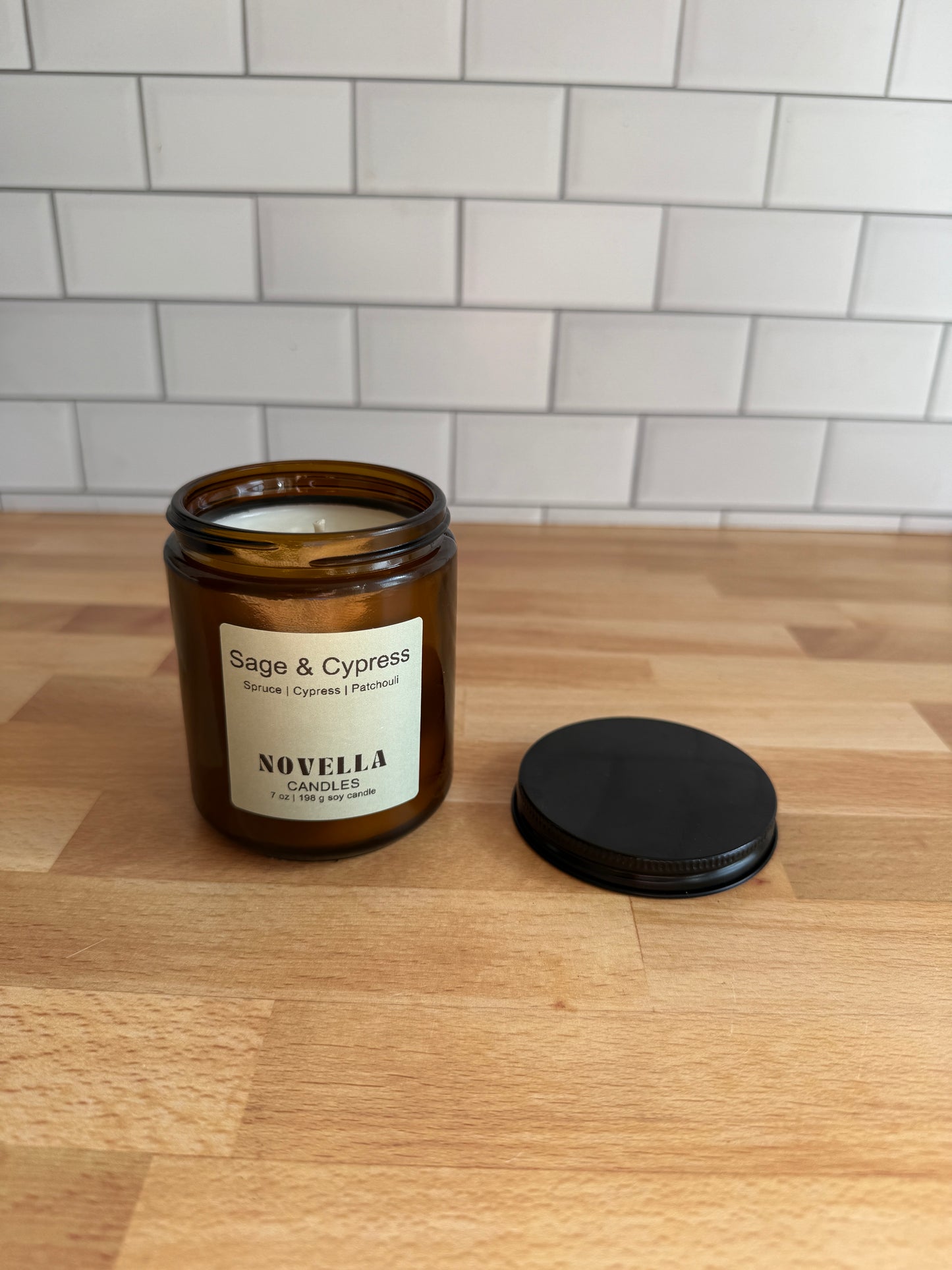 Amber Jar Candle with Lid