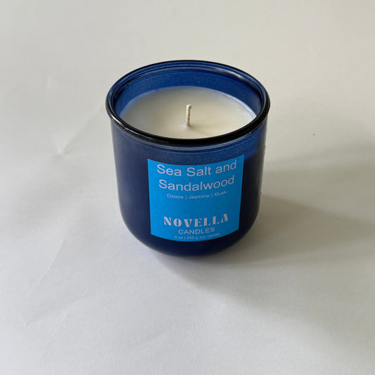 Sea Salt and Sandalwood Recycled Glass Candle